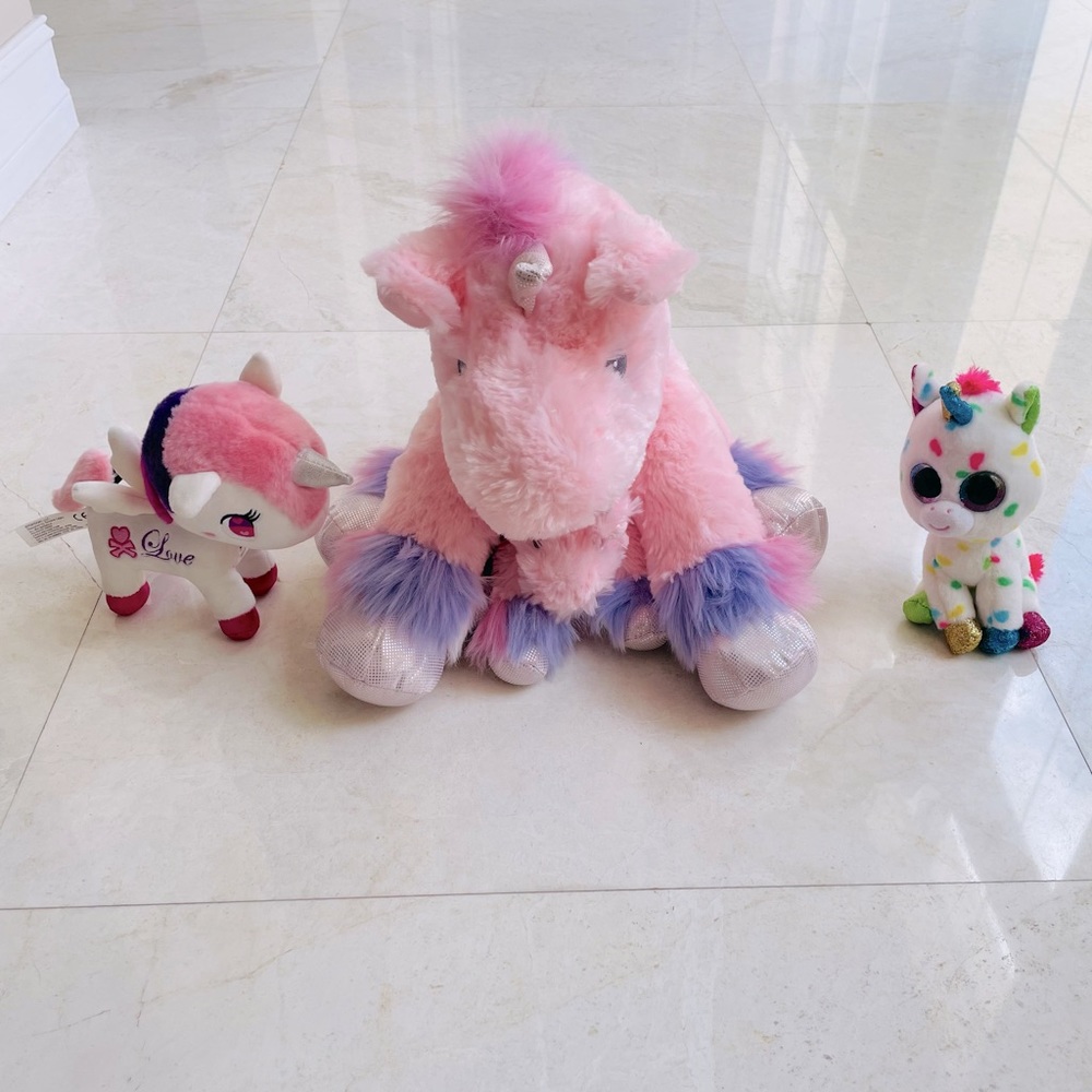 Unicorn Pink Plush Stuffed Animal Toy Set